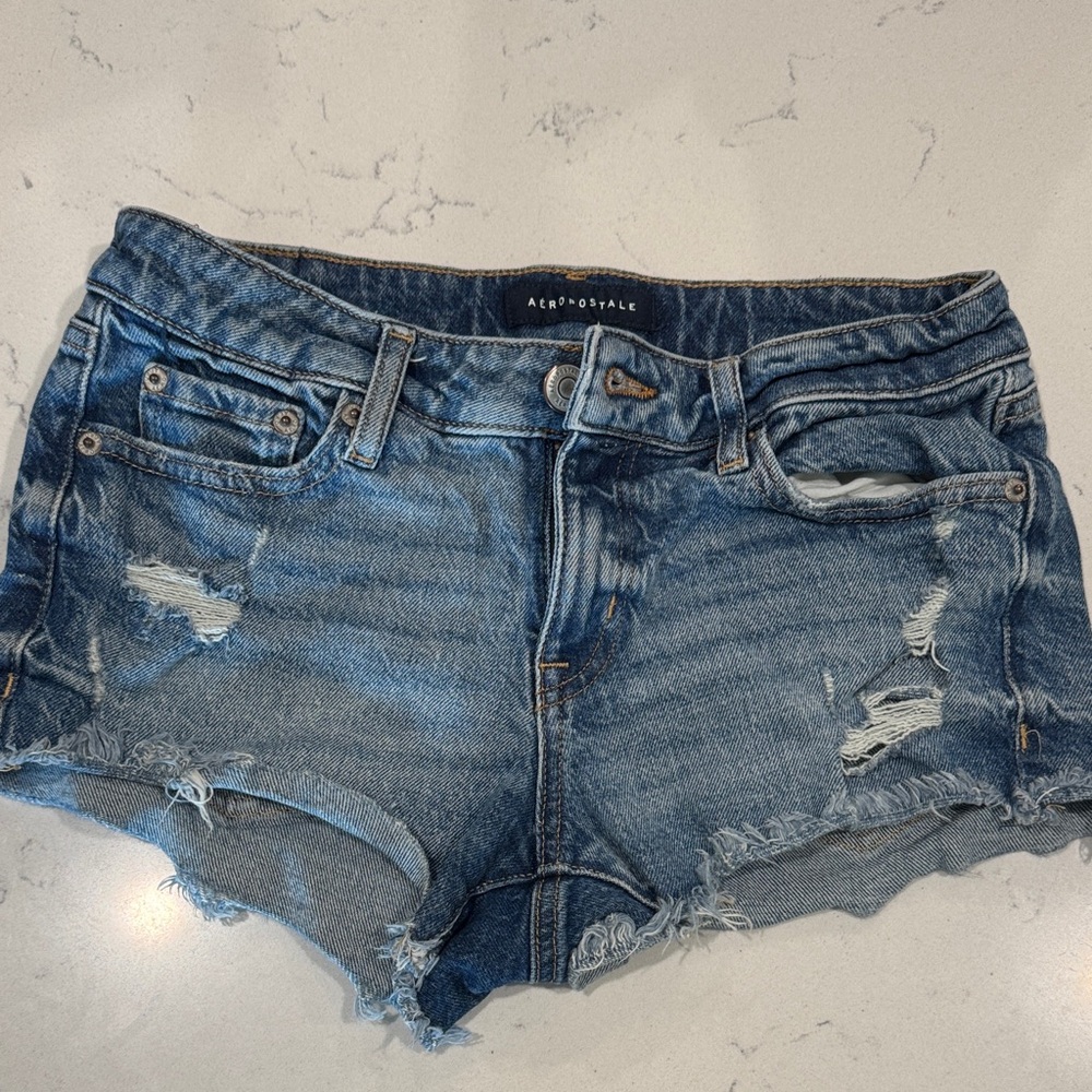 Aeropostale Women's Distressed Blue Jean Shorts